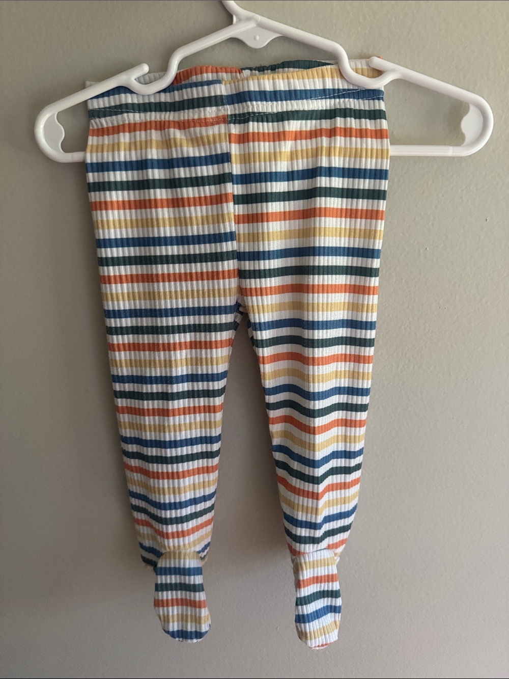 Striped Ribbed Baby Footed Pants - Multicolor